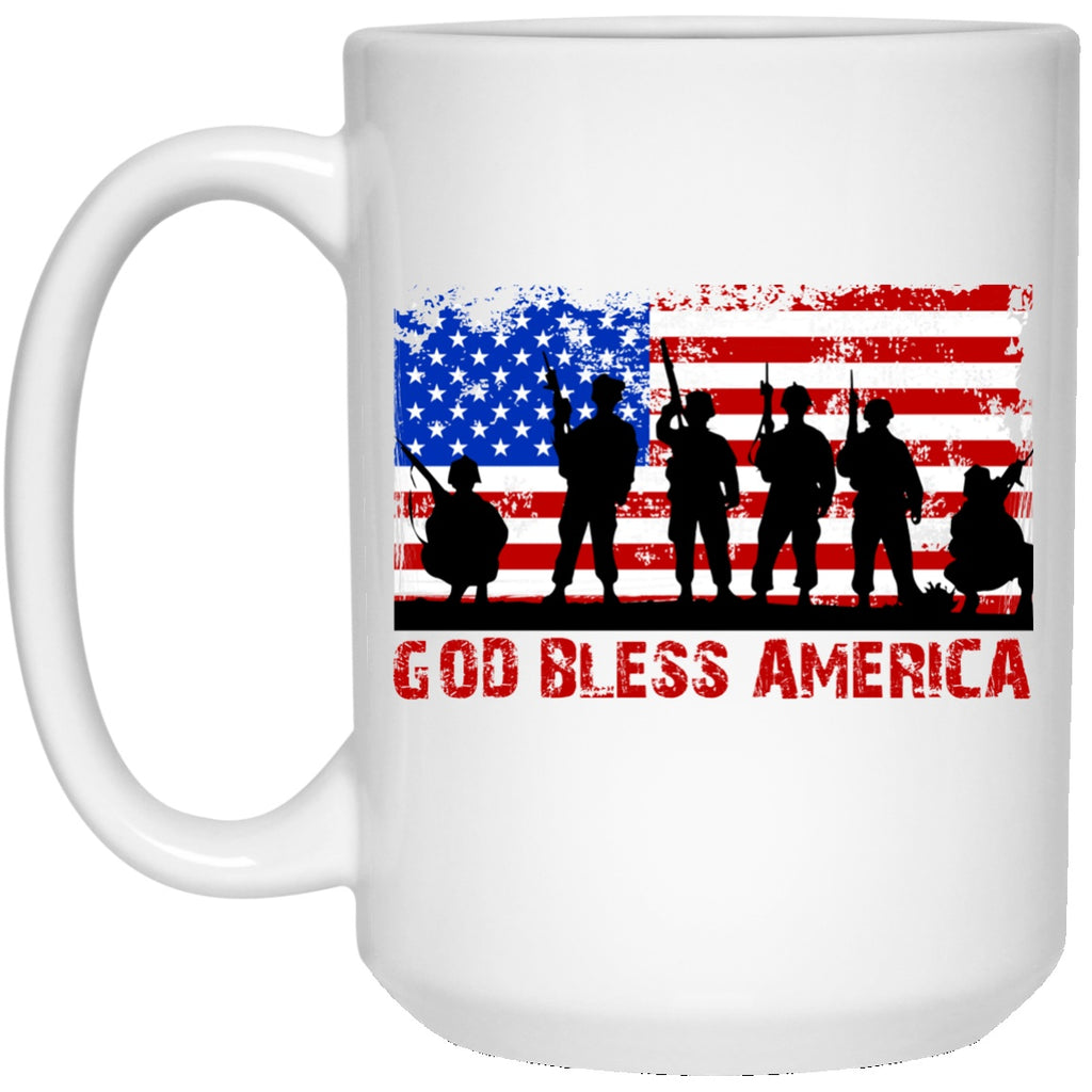 Drinkware - 21504 15 Oz. White Mug God Bless America