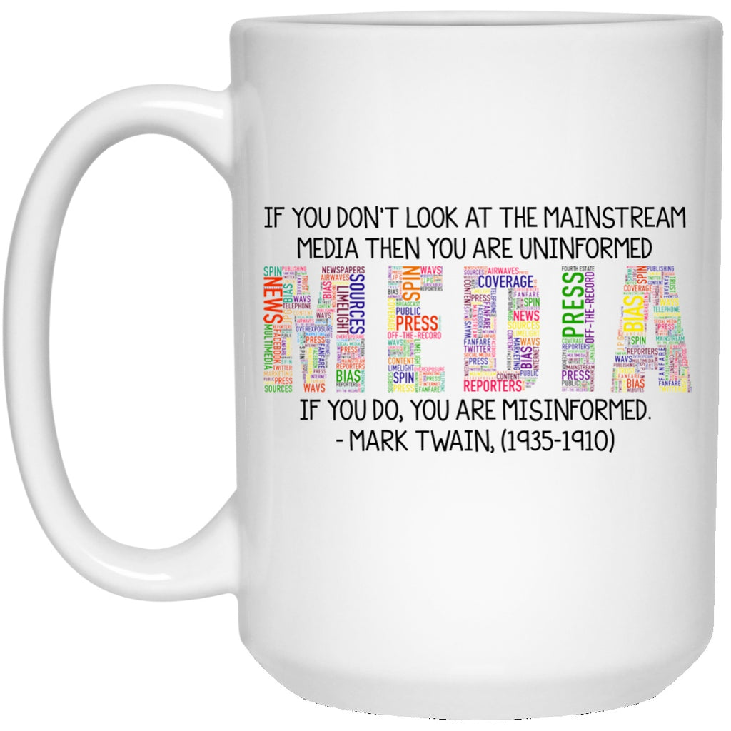 Drinkware - 21504 15 Oz. White Mug Mark Twain And The Media