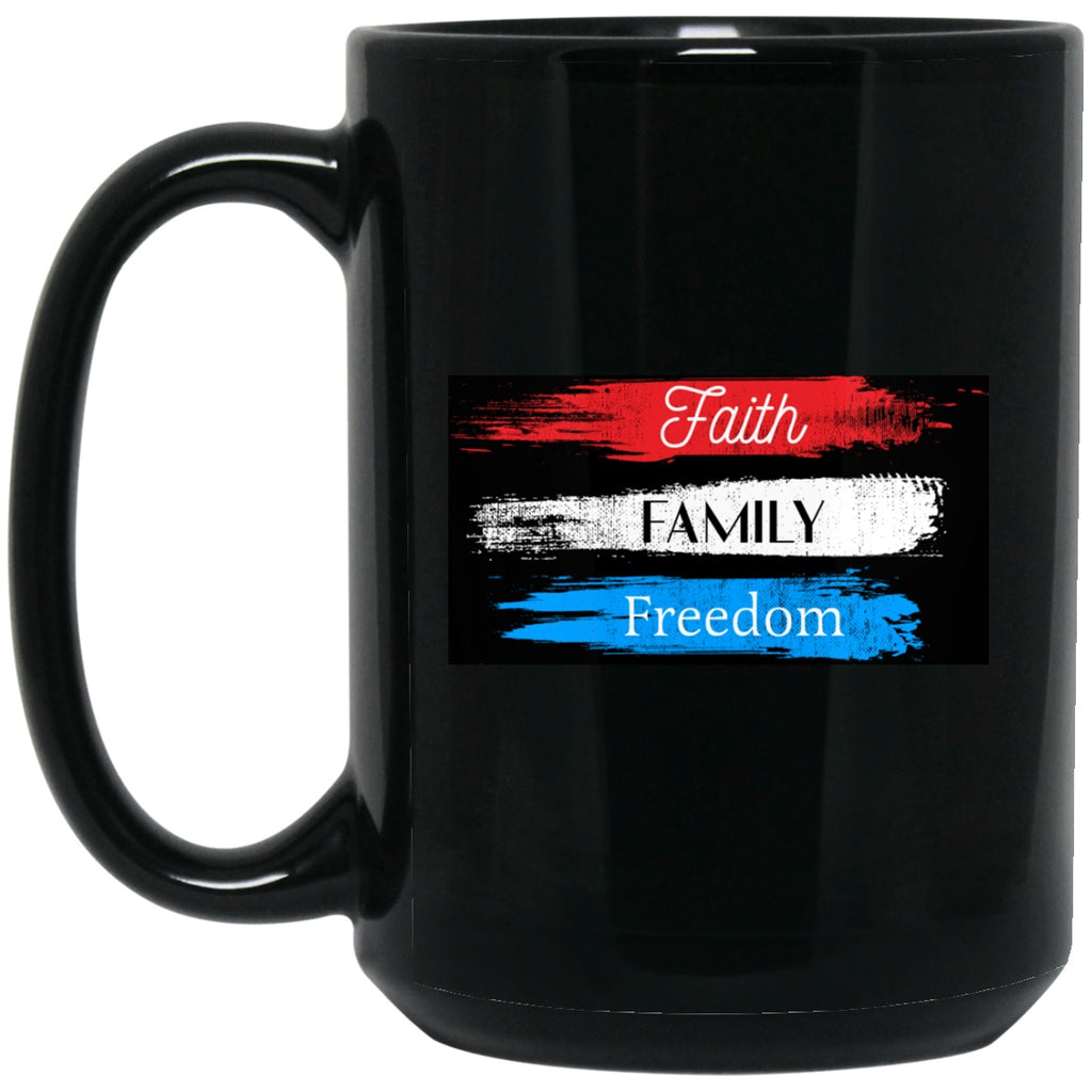 Drinkware - BM15OZ 15 Oz. Black Mug Faith Family Freedom