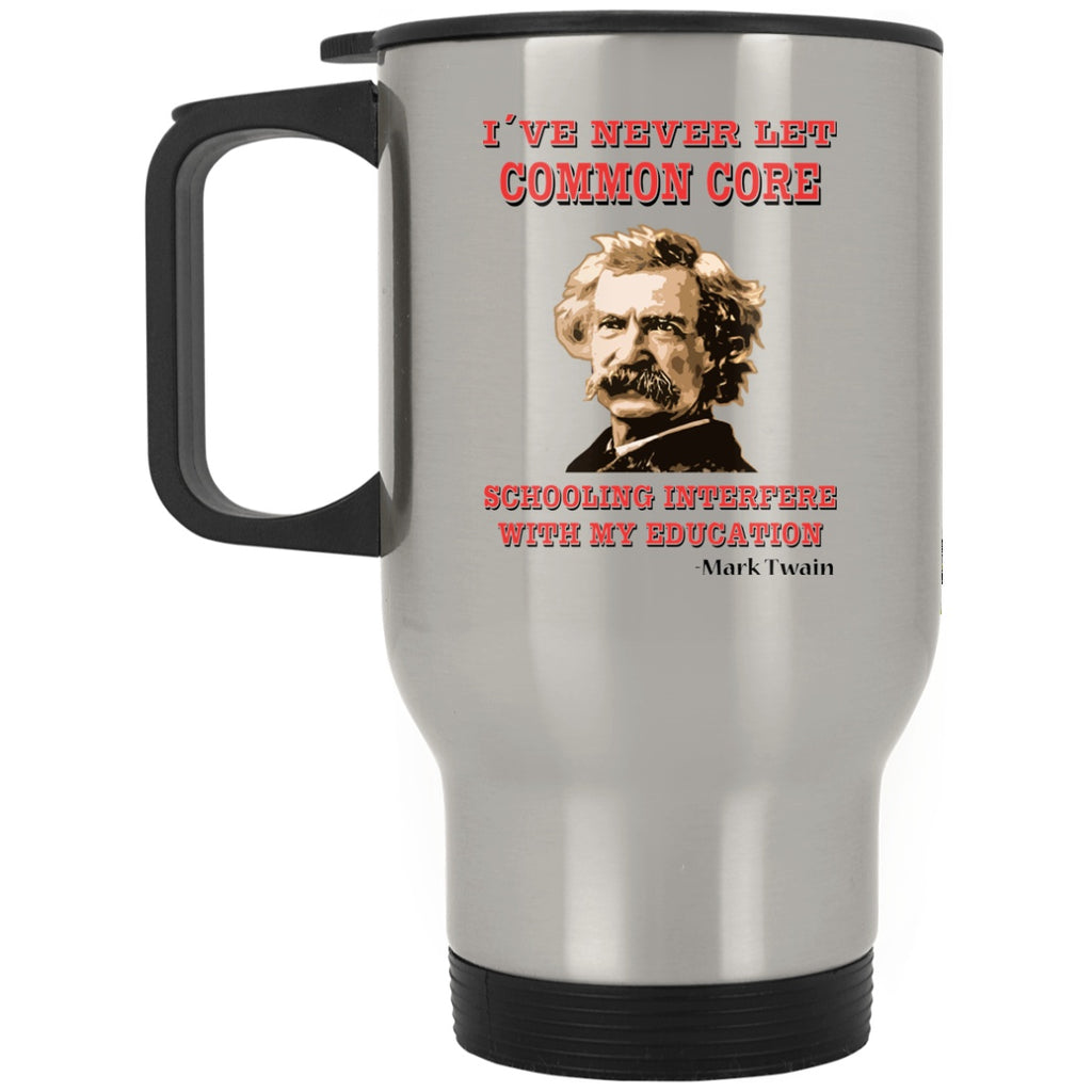 Drinkware - XP8400S Silver Stainless Travel Mug Mark Twain And Education