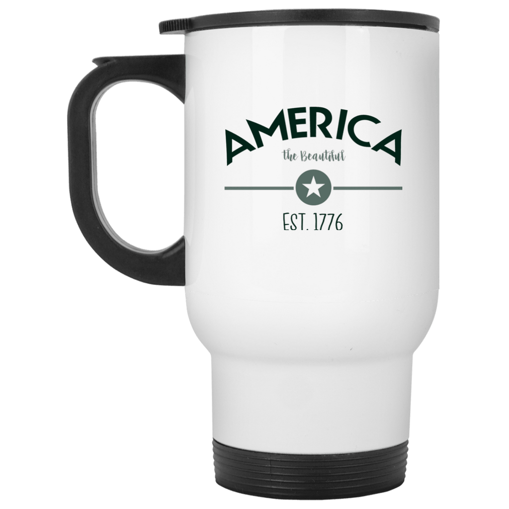 Drinkware - XP8400W White Travel Mug America The Beautiful