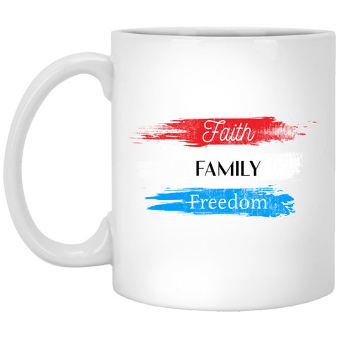 Drinkware - XP8434 11 Oz. White Mug White Mug Faith Family Freedom