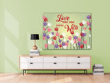 Flowers Canvas Art - Happy Roses On Display On Canvas With Love The One You're With Quote