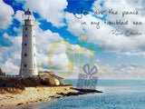 Lighthouse Canvas Art - Beautiful Lighthouse Standing Vigilance Over Unpredictable Ocean On Canvas With Rend Quote