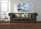 Lighthouse Canvas Art - Beautiful Lighthouse Standing Vigilance Over Unpredictable Ocean On Canvas With Rend Quote
